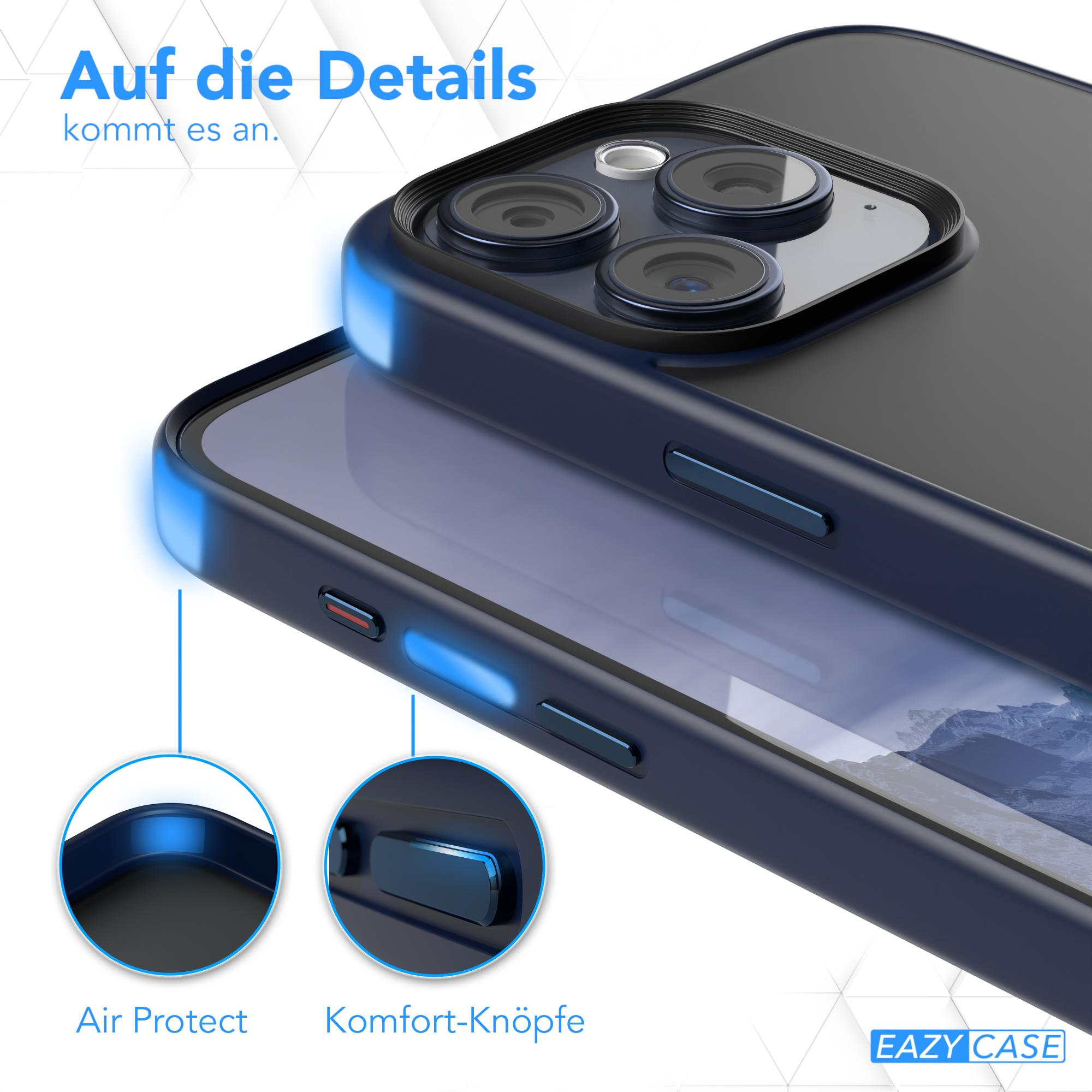 Nahaufnahme einer Handyhülle, die das Design des Telefons hervorhebt. Text: Air Protect. Komfortknöpfe.