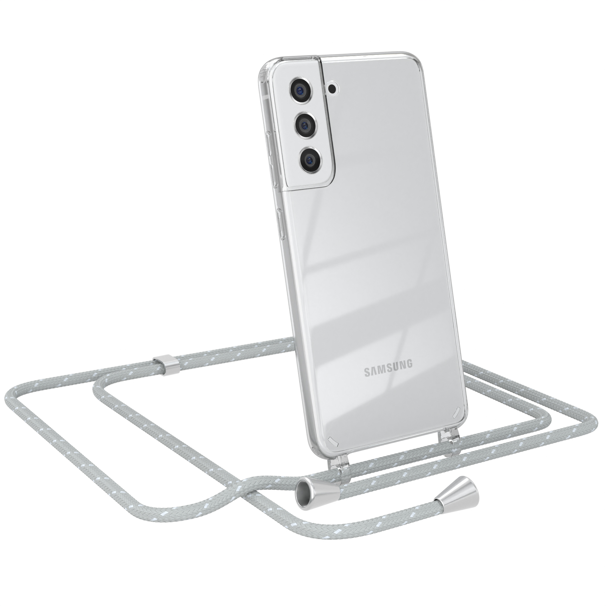 5G, Umhängeband, Hellgrau Cover mit EAZY Galaxy FE Clear S21 Weiß Samsung, CASE Umhängetasche,