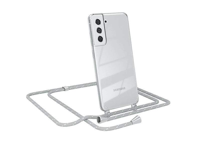 EAZY Hellgrau mit FE 5G, CASE Clear Umhängeband, S21 Weiß Samsung, Cover Galaxy Umhängetasche,