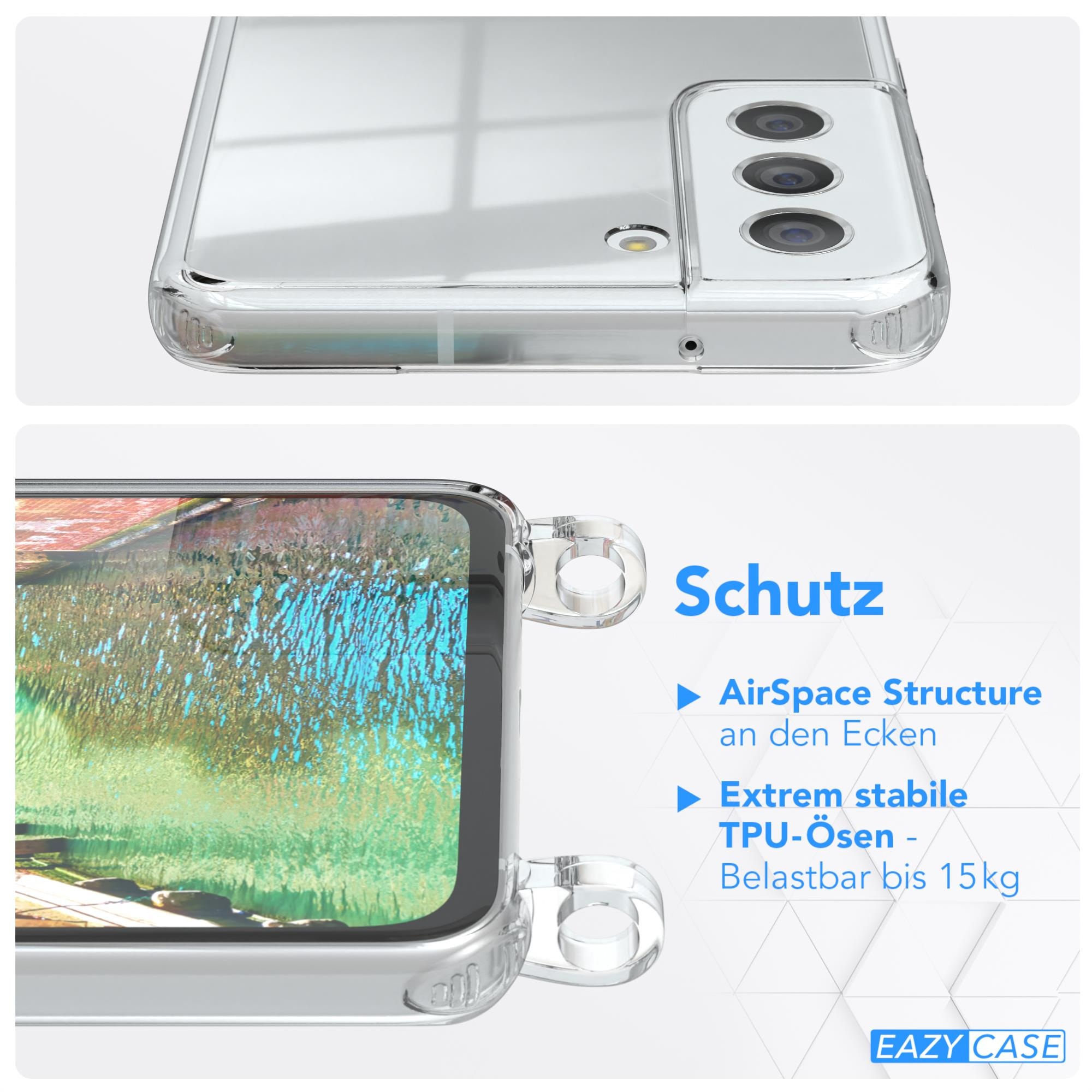 Samsung, S21 EAZY Clips Clear Umhängetasche, Gold 5G, Bunt CASE Cover / FE Galaxy mit Umhängeband,