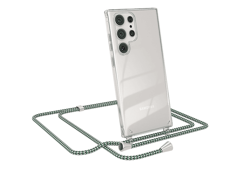 EAZY Samsung, Umhängetasche, Umhängeband, Weiß Cover S23 CASE Galaxy Ultra, Grün mit Clear