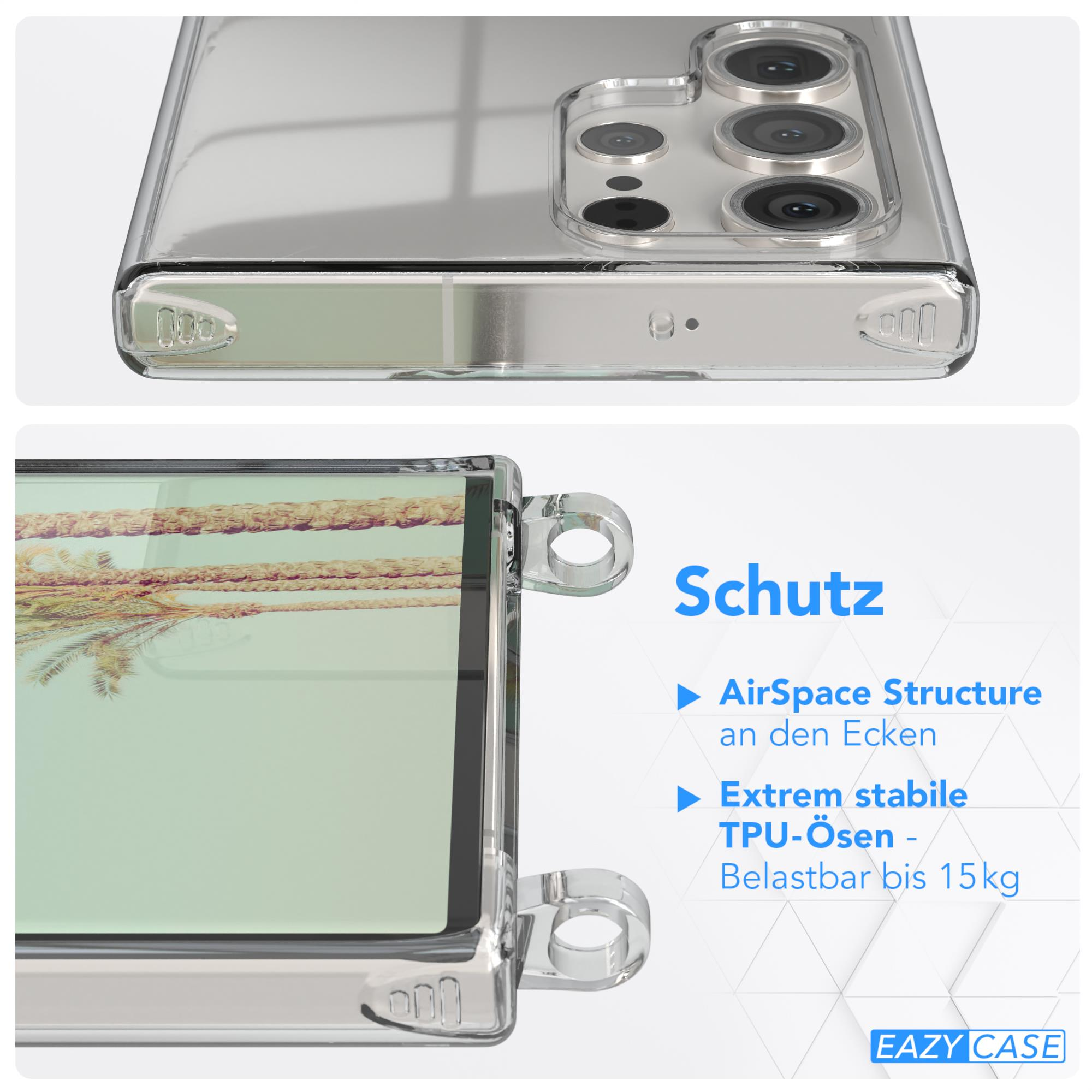 EAZY CASE S23 Weiß Clear Ultra, Samsung, mit Umhängeband, Cover Grün Umhängetasche, Galaxy