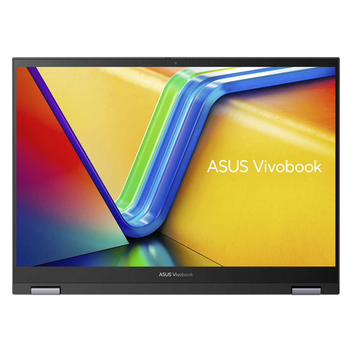 Primer plano de un portátil ASUS Vivobook con una pantalla colorida.