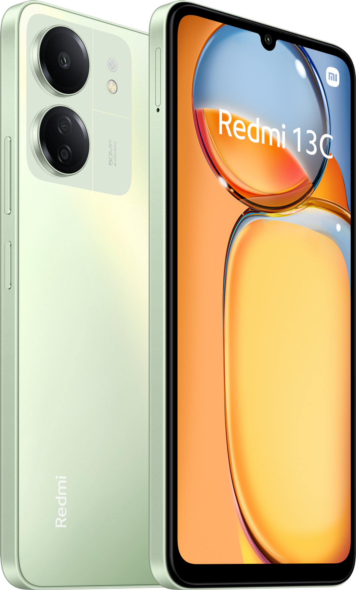 Dwa telefony. Jeden zielony, jeden pomarańczowo-żółty. Oba mają kamery i zakrzywiony design.