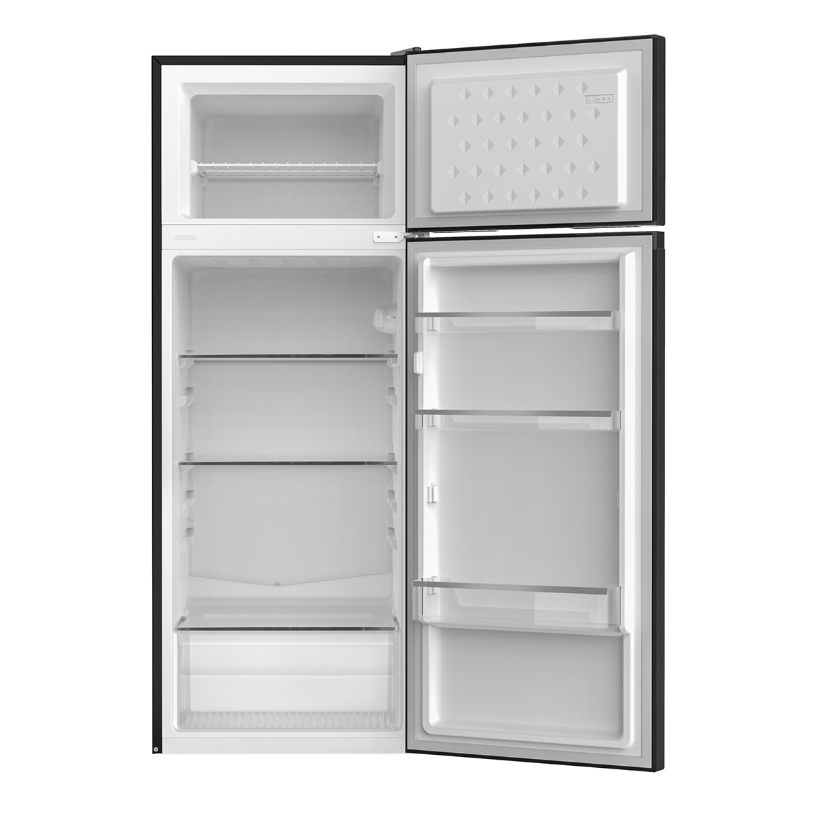 Kühlschrank AMICA 144cm (E, Schwarz) Kühlschrank hoch, Schwarz Abtauen freistehend 1480 211L Kühl-Gefrierkombination mm automat