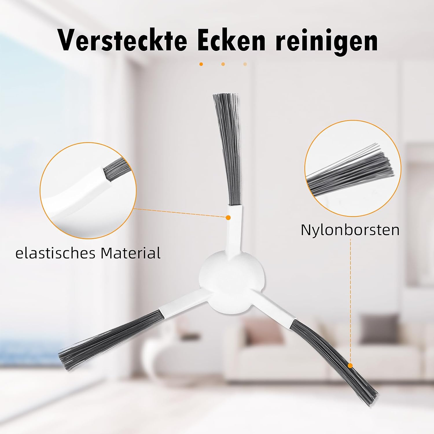 Szczotka do odkurzacza. Biało-szara, z czarnym włosiem. Białe tło.