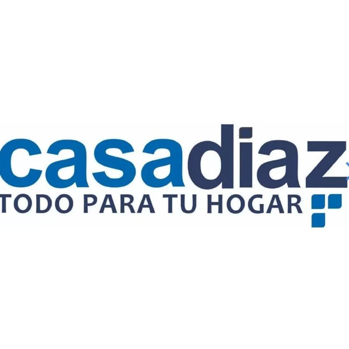 Logo 'casadiaz' w niebieskich literach, z hasłem 'TODO PARA TU HOGAR' poniżej.