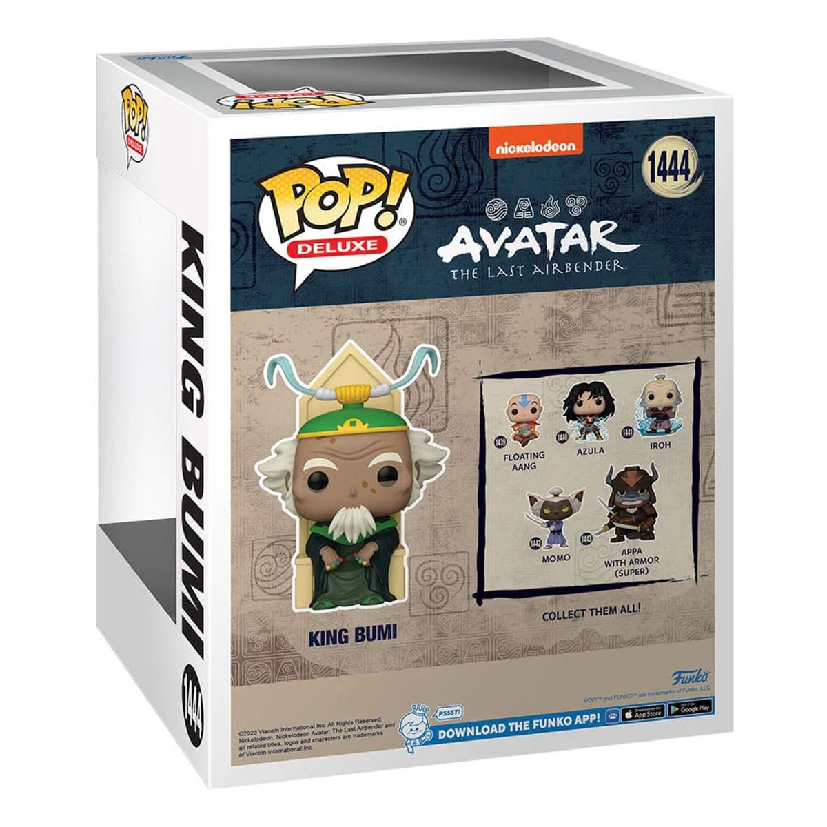 Funko Pop Box von König Bumi aus Avatar, mit Charakterillustrationen.