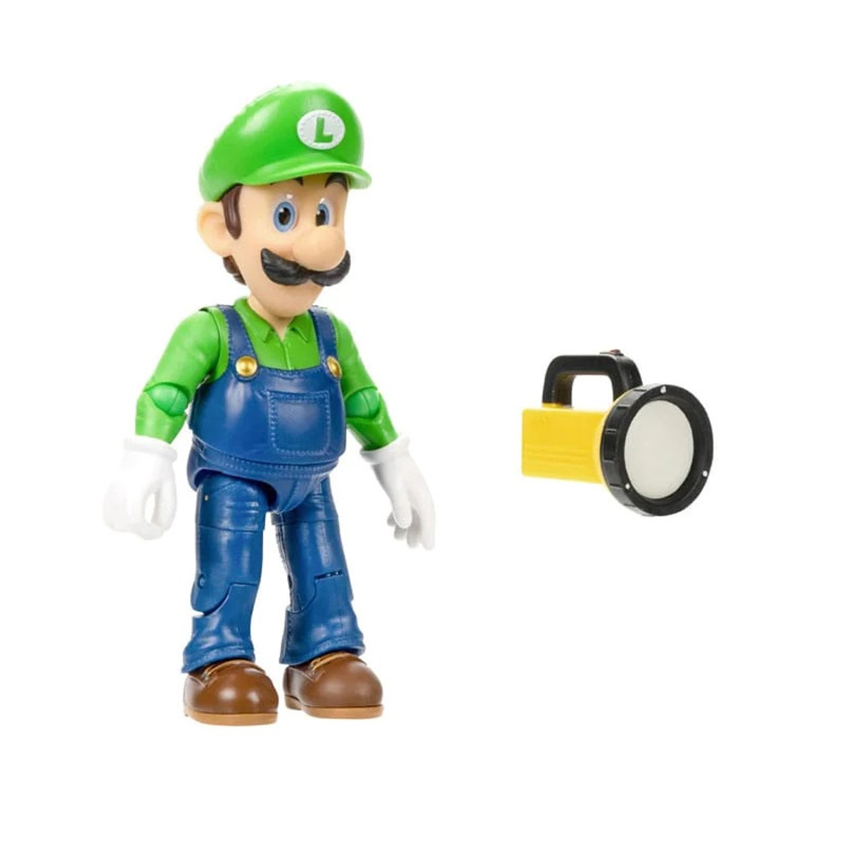 Figura de Luigi sosteniendo una linterna amarilla junto a él sobre un fondo blanco.