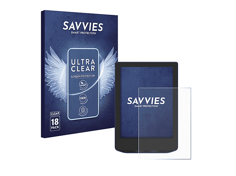 SAVVIES 18x klare Schutzfolie(für PocketBook Verse Pro)