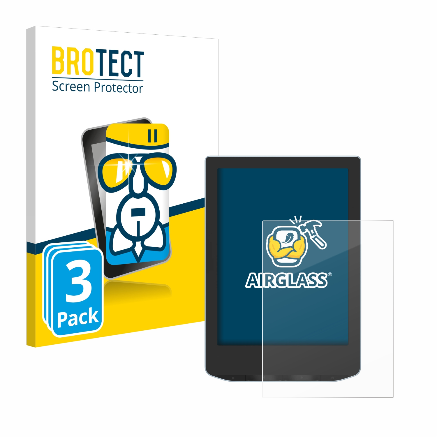 3x Verse) klare Airglass BROTECT PocketBook Schutzfolie(für
