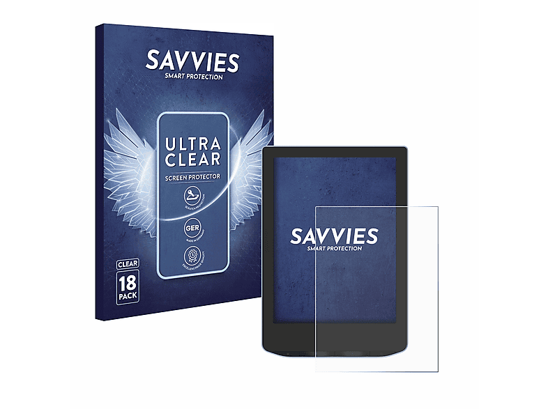 SAVVIES 18x Schutzfolie(für klare Verse) PocketBook