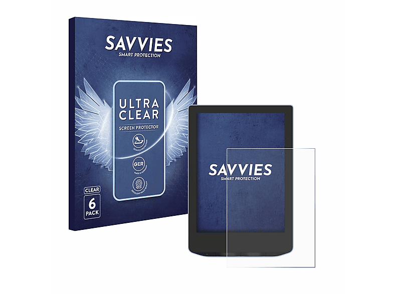 SAVVIES 6x Schutzfolie(für Verse) klare PocketBook