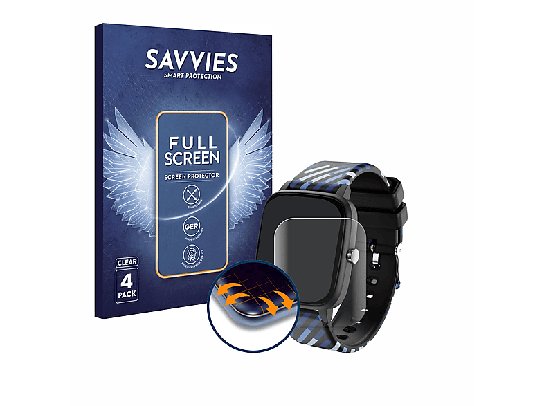 Savvies Pellicola Protettiva Full Cover Per Garmin Venu 3S - 4 Pezzi - 3D Curved, Autoriparante, Made In Germany
