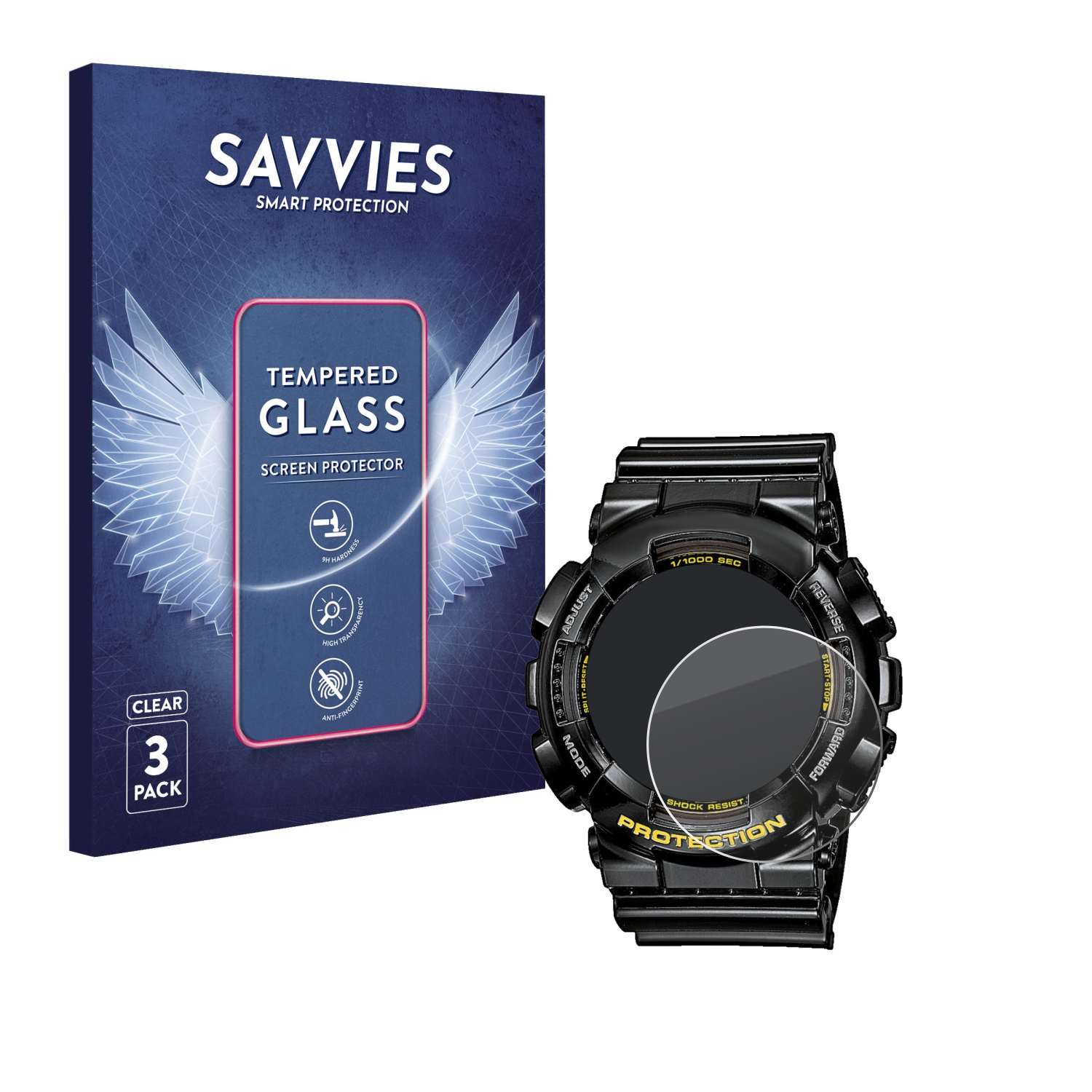 3x Casio klares GA-110GB-1A) SAVVIES Schutzglas(für 9H G-Shock