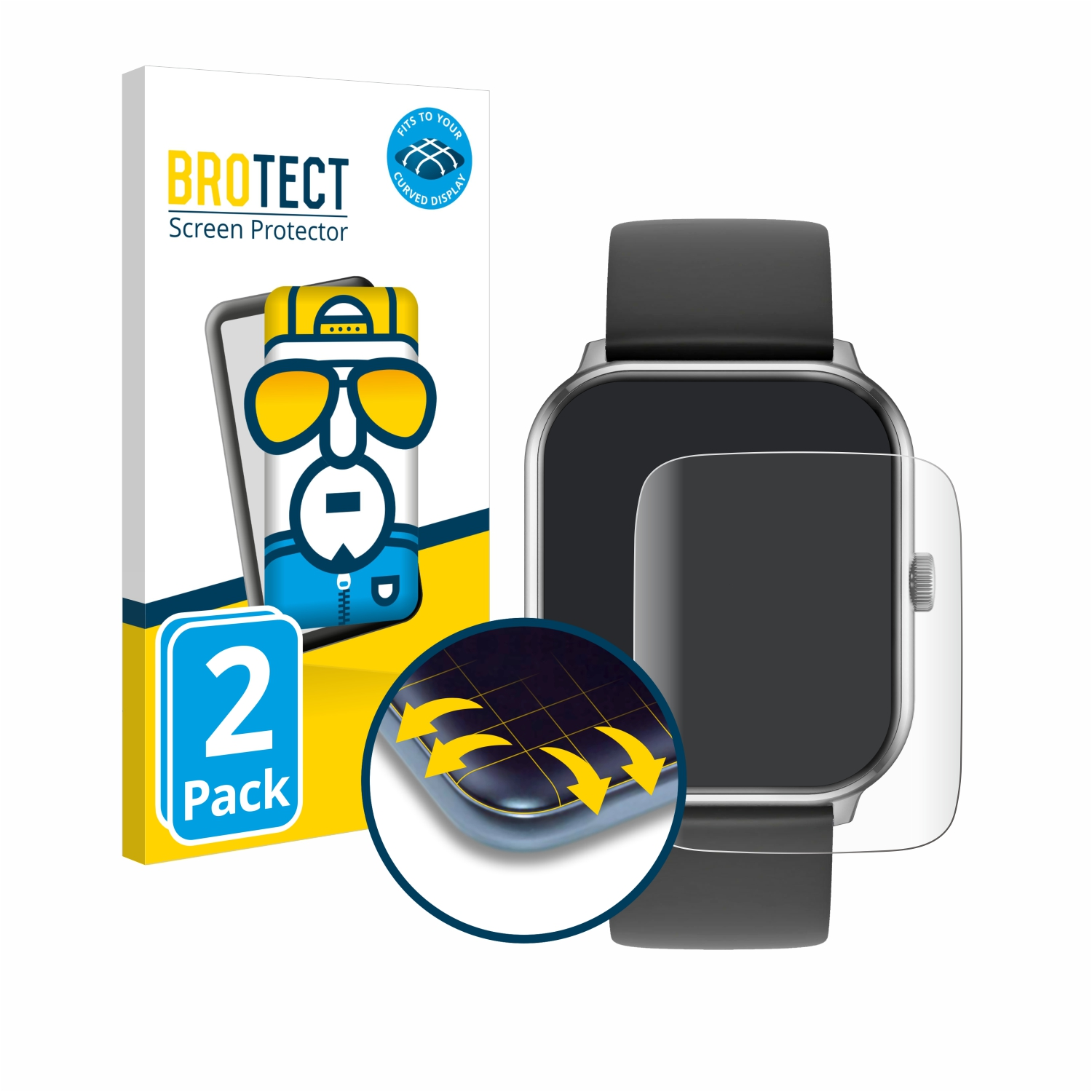 BROTECT 2x Flex Full-Cover 3D Ice-Watch smart Curved 1.0 ICE Schutzfolie(für 1.85\
