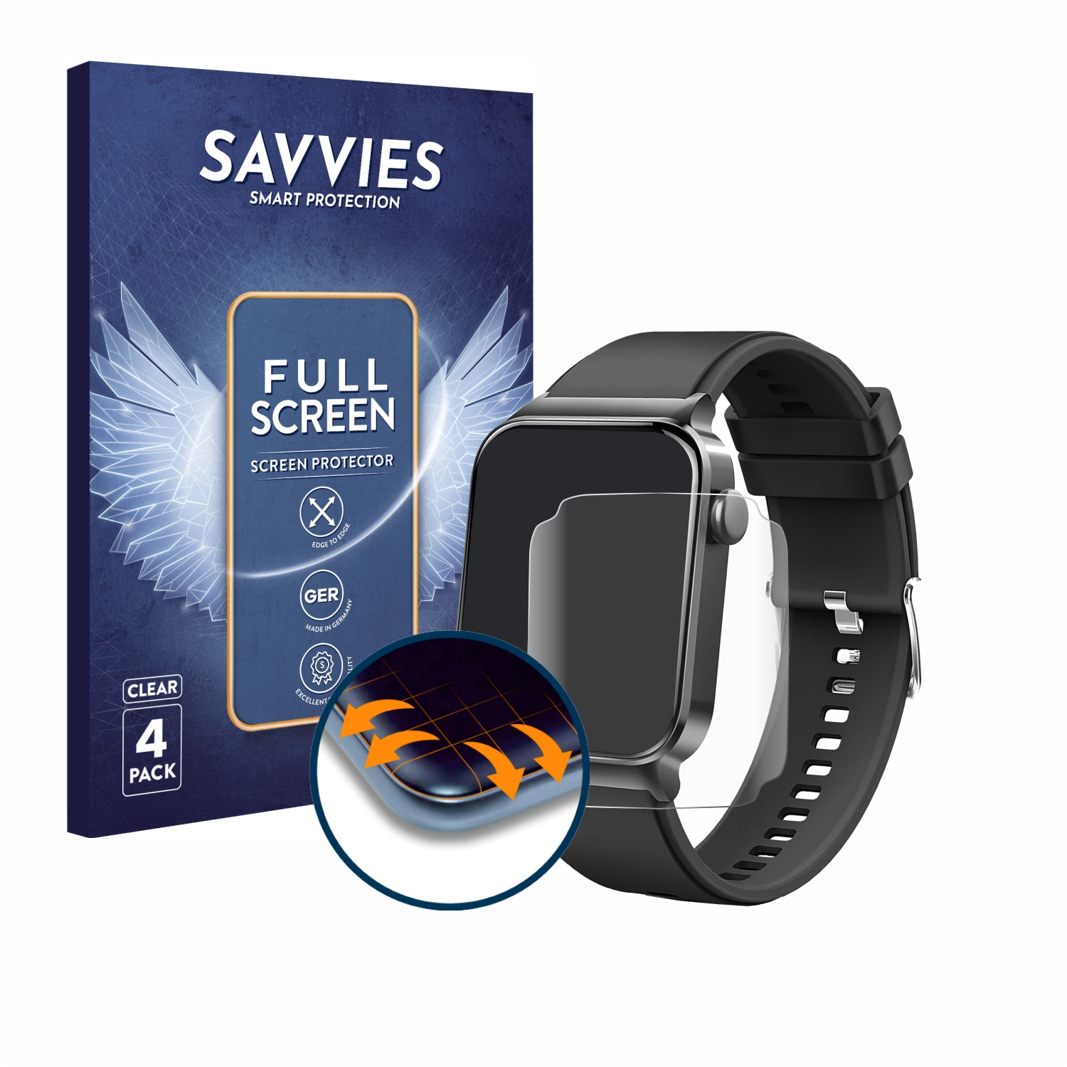 SAVVIES 4x Flex Full-Cover 3D T50S Schutzfolie(für Curved Uaue 1.85\