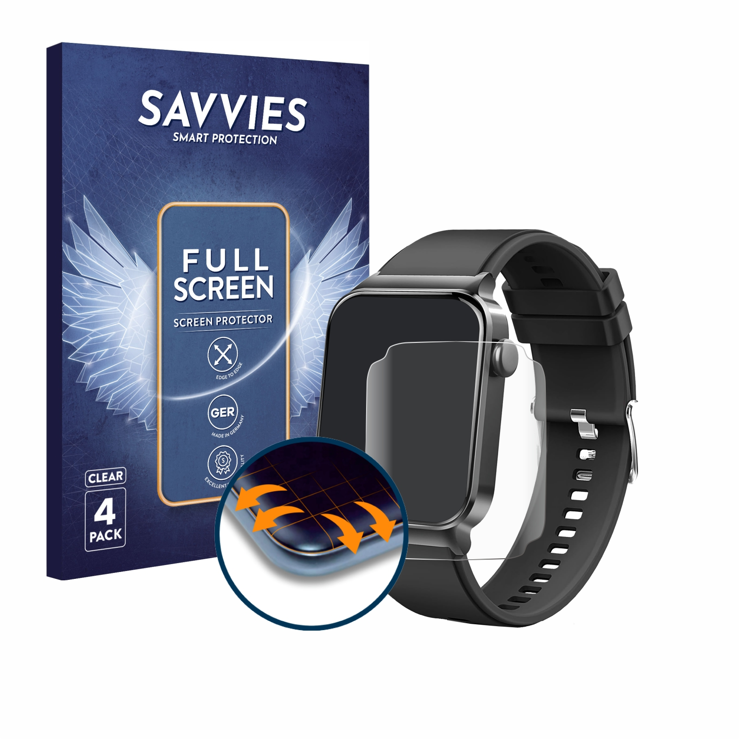 SAVVIES 4x Flex Schutzfolie(für Curved Full-Cover 1.85\