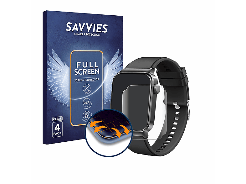 SAVVIES 4x Flex Full-Cover 3D Curved Schutzfolie(für Uaue T50S 1.85\