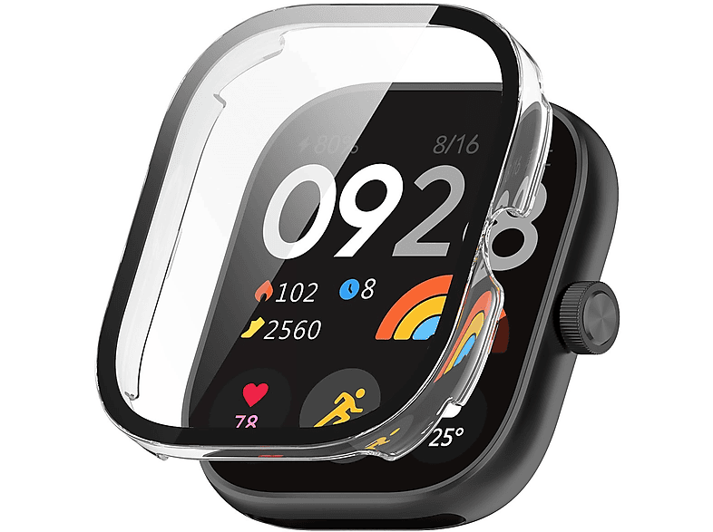 WIGENTO Kunststoff Design Hülle + H9 Hart Glas Watch Schutz Hülle(für Xiaomi Redmi Watch 4)