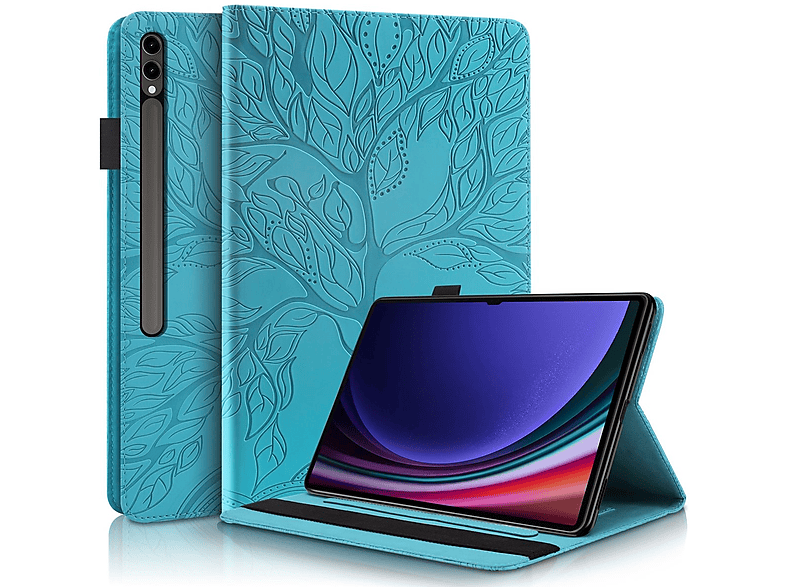 S9 Blau Tab Ultra, Bookcover, Baum Samsung, Ultra Tasche Aufstellbare WIGENTO / Motiv, Galaxy Kunst-Leder S8