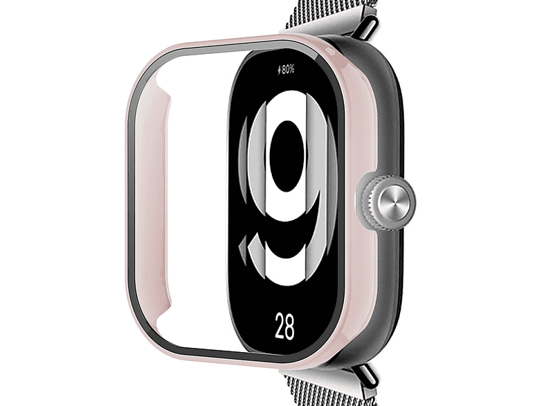 WIGENTO Kunststoff Design Hülle + 3D H9 Hart Glas Watch Schutz Hülle(für Xiaomi Redmi Watch 4)