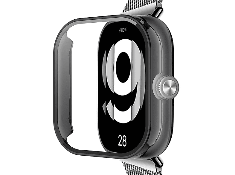 WIGENTO Kunststoff Design Hülle + Schutz Hart Xiaomi 3D Hülle(für Watch 4) Glas H9 Redmi Watch