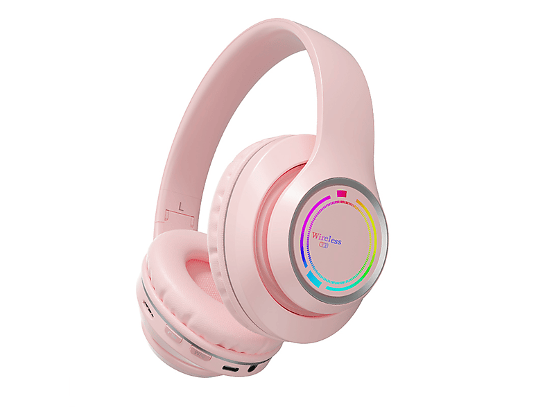 KINSI V3 Drahtlos,Spiele,RGB, Over-ear Kopfhörer Bluetooth Rosa