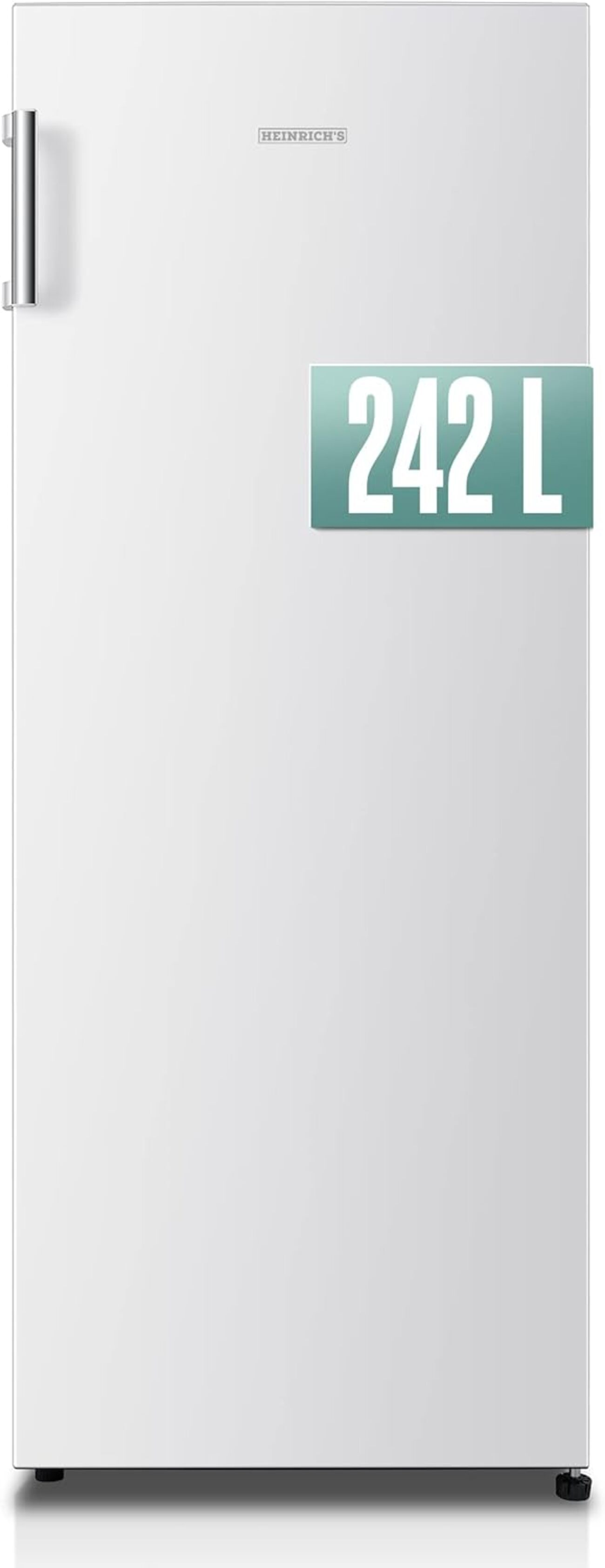 HEINRICHS HEINRICHS 242L, 143,4 cm freistehender LED-Beleuchtung, hoch, Vollraumkühlschrank, Kühlschrank (E, Kühlschrank weiss)