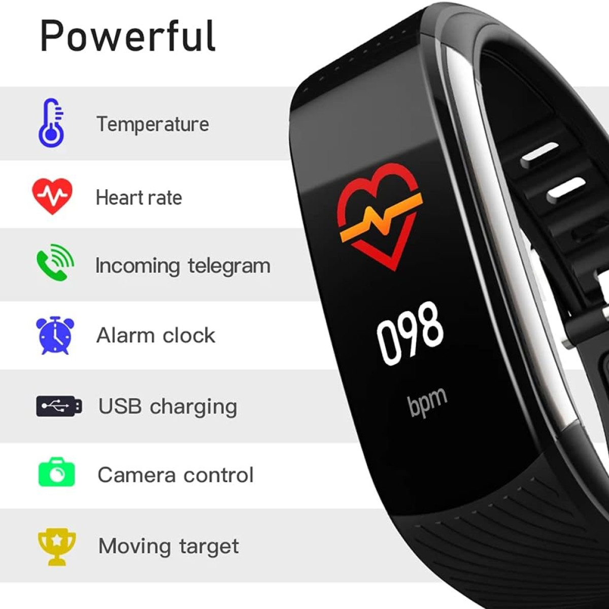 INF Schrittzähler Schwarz Smartwatch Blutsauerstoff, Fitnessarmband TPU, Puls, mit