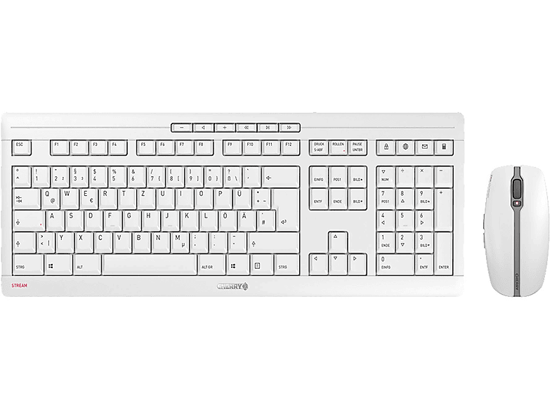 | MediaMarkt Maus & JD-8500DE-0 LAYOUT, Weiß/Grau GRAU STREAM Tastatur DT Set, CHERRY