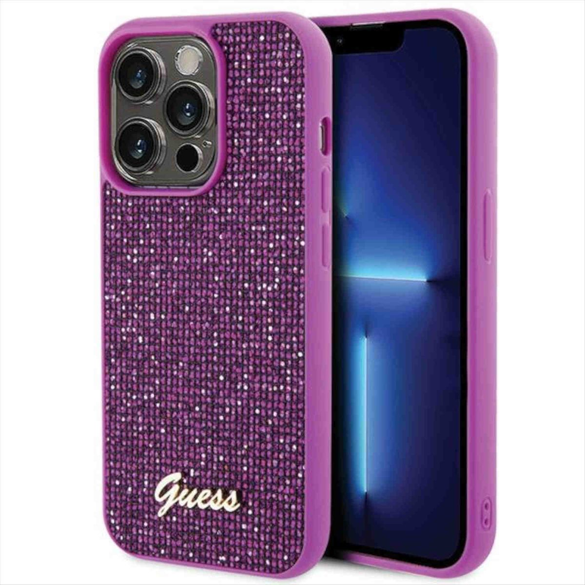 GUESS Hülle, Pro, Backcover, 15 Script Metal Disco iPhone Design Lila Apple,