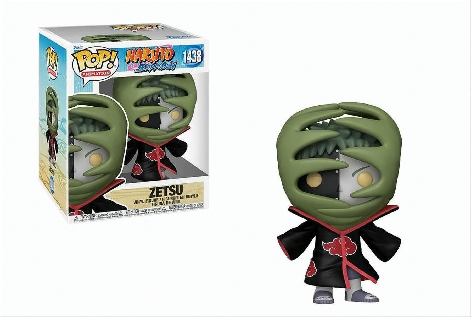 Figurina di Zetsu di Naruto in scatola. Zetsu è un personaggio dell'anime Naruto.
