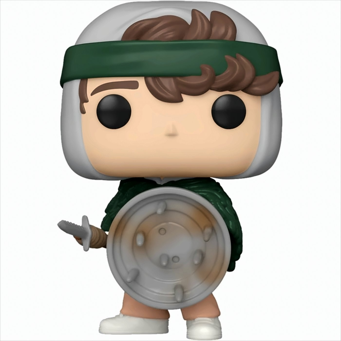Ein Funko Pop eines Fantasy-Kriegers. Er trägt einen Helm und hält Schild und Schwert.