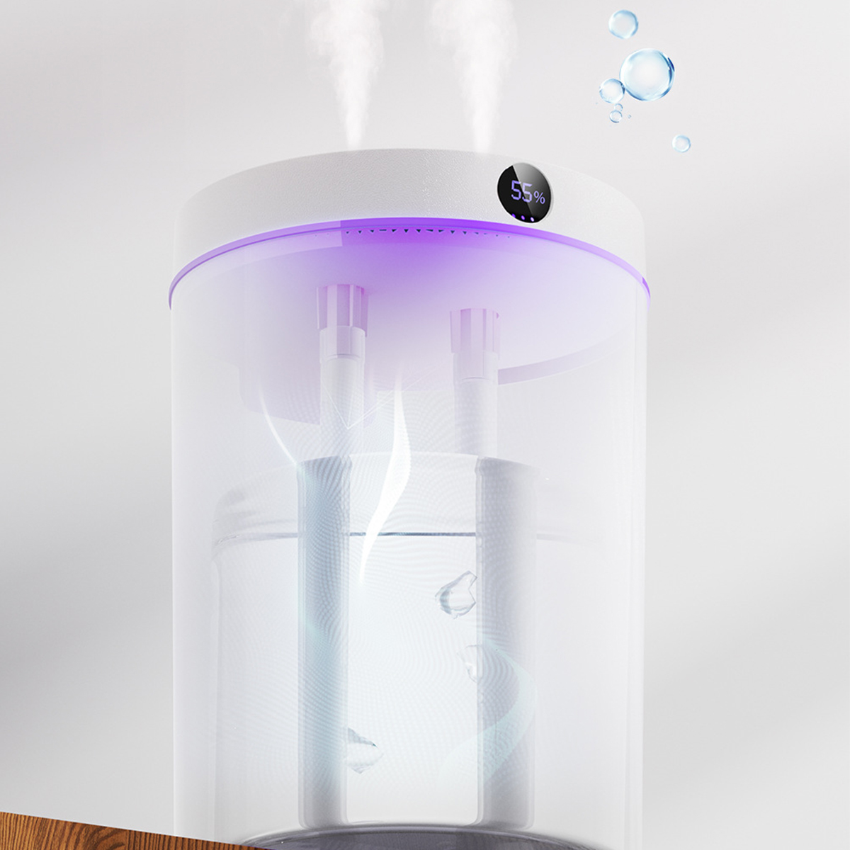 SHAOKE Luftbefeuchter 5L – geräuschlosem Ultraschallzerstäuber mit 40 (Raumgröße: m²) Luftbefeuchter Weiß Negativ-Ionen-Bildschirm