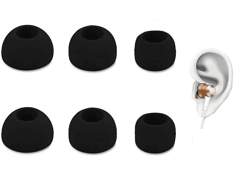 INF 3er-Pack Universal passend Schwarz für: In-Ear Ohrpolster Ohrhörer-Polster Universal