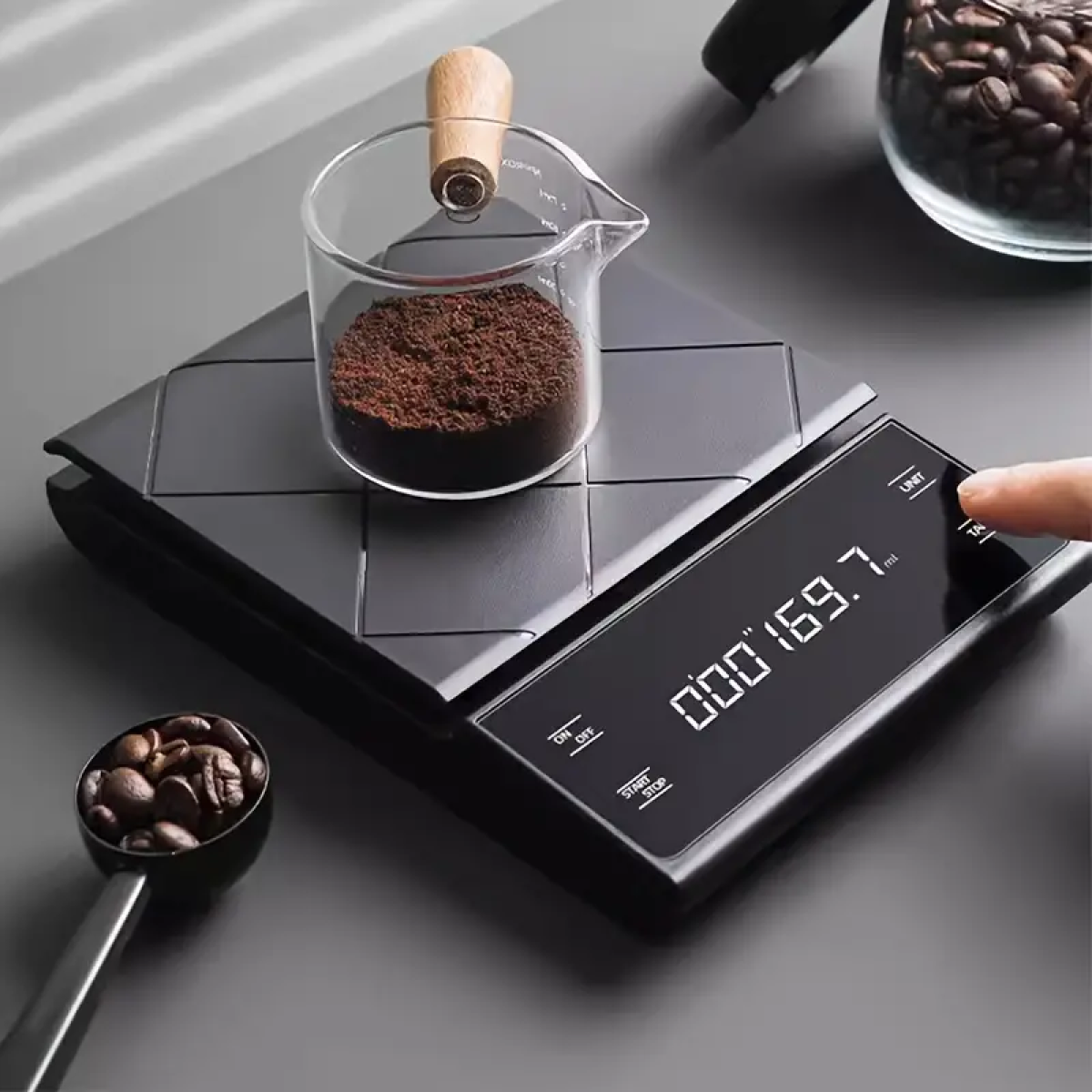 (Max. kg Timer, INF Kaffeewaage mit Waage USB-Aufladung Tragkraft: kg/0,1 5 5 g