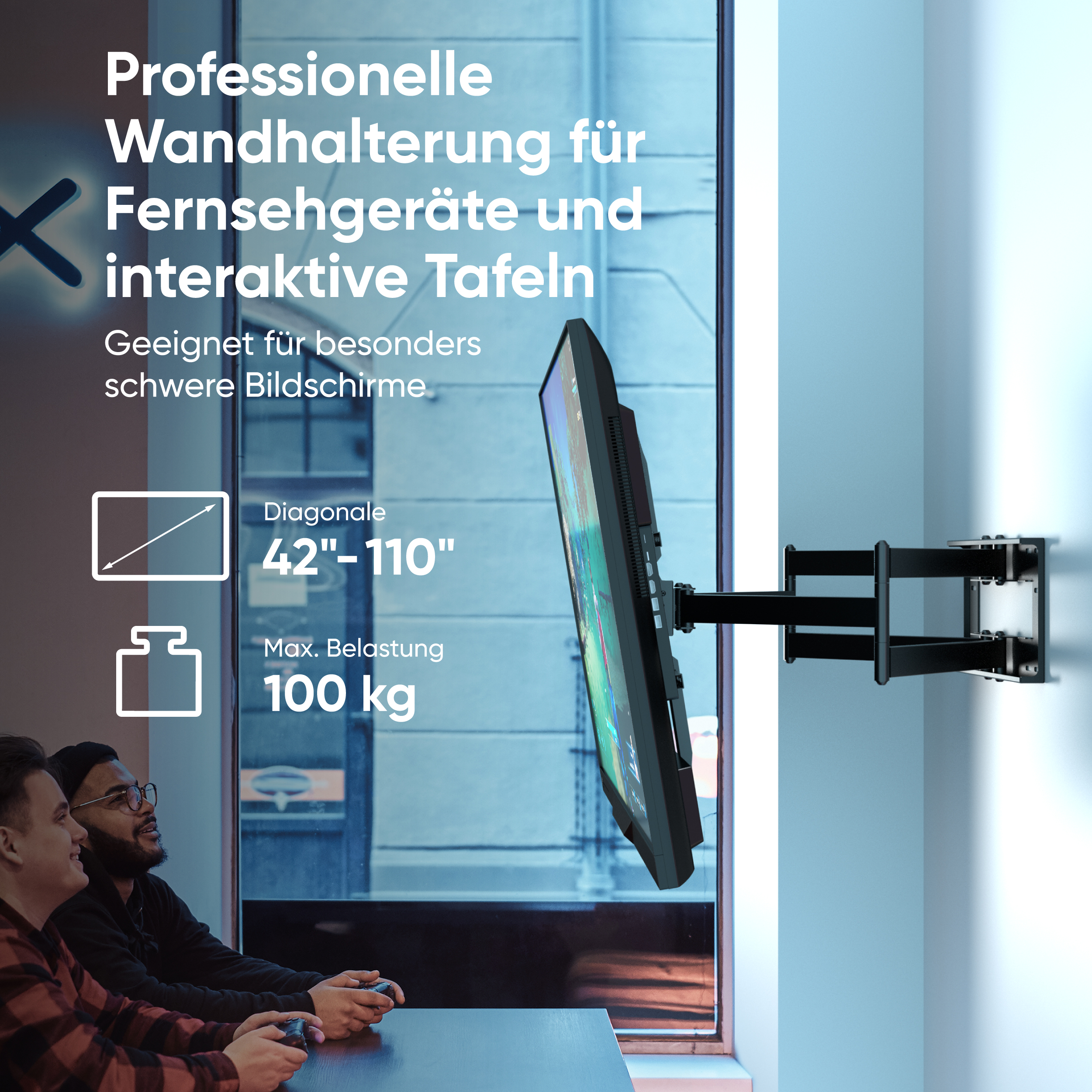 42-110 mm bis TV 800x600 Zoll, 200x200mm Wandhalterung, ONKRON Schwarz für VESA