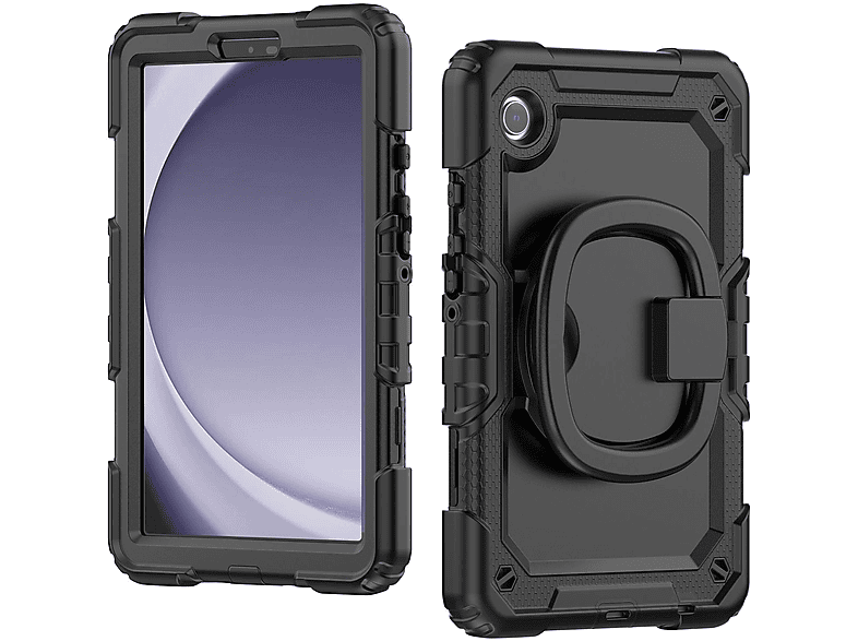 Hybrid Backcover Schwarz Hülle Tablethülle und Silikon, WIGENTO Outdoor Haltering für Samsung / mit Schultergurt Kunststoff