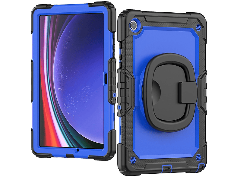 Schwarz / Samsung Hülle Blau für mit Hybrid Outdoor Haltering Silikon, Kunststoff WIGENTO Backcover / Tablethülle und Schultergurt