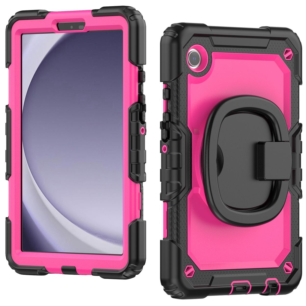 WIGENTO / Schultergurt Hybrid mit Hülle und für Haltering Silikon, / Samsung Tablethülle Schwarz Pink Outdoor Kunststoff Backcover
