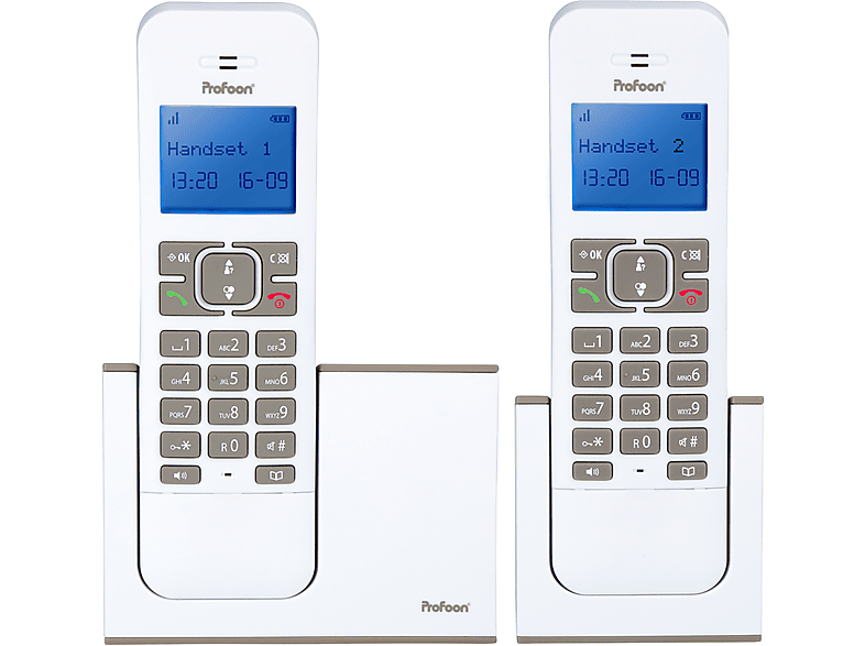 je - mit PDX-8420TE Ladepositionen Telefon-Set PROFOON Set mit 2 Hintergrundbeleuchtung DECT-Telefon 2er schnurloses