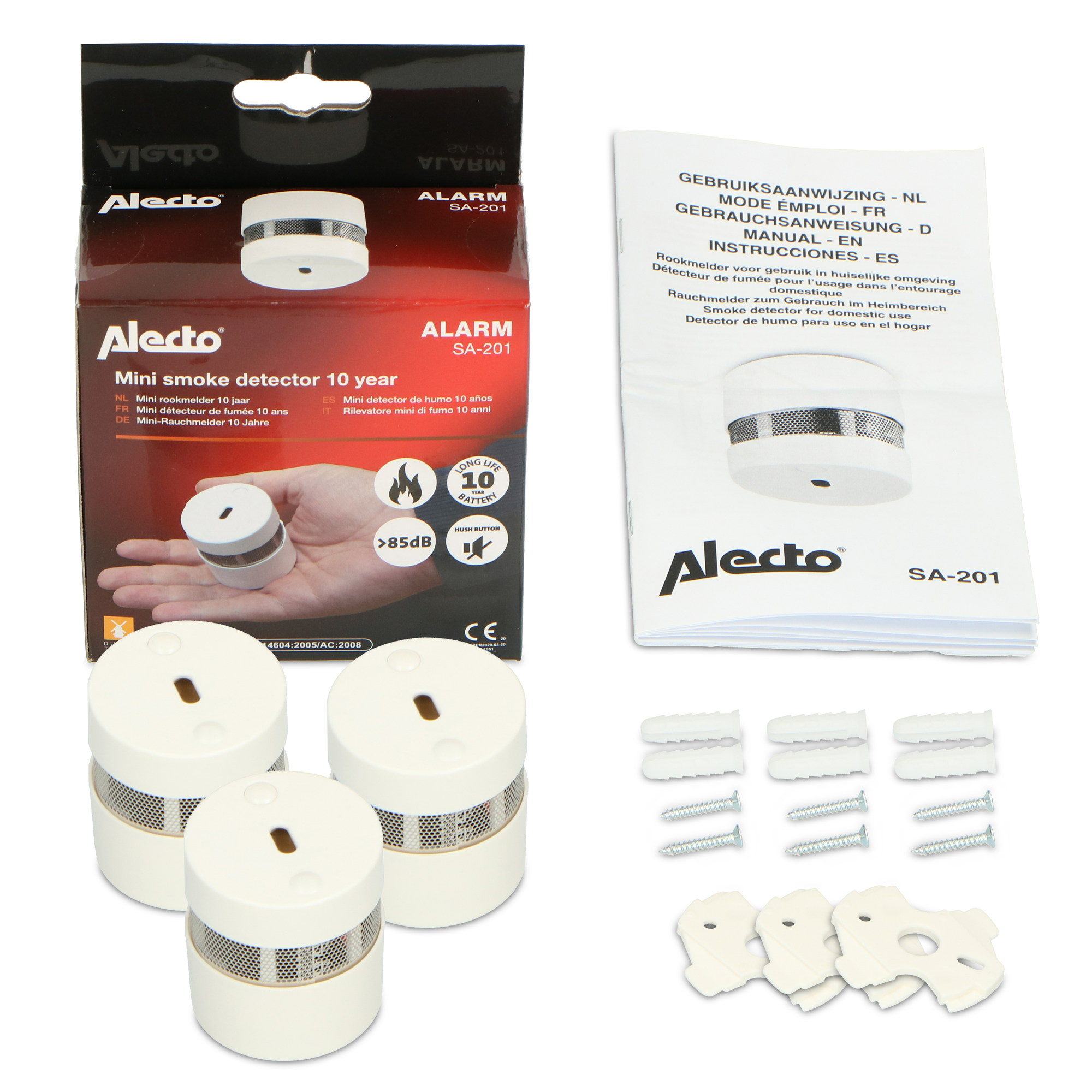 ALECTO - Rauchmelder, 3er Weiß Pack SA-201 TRIPLE