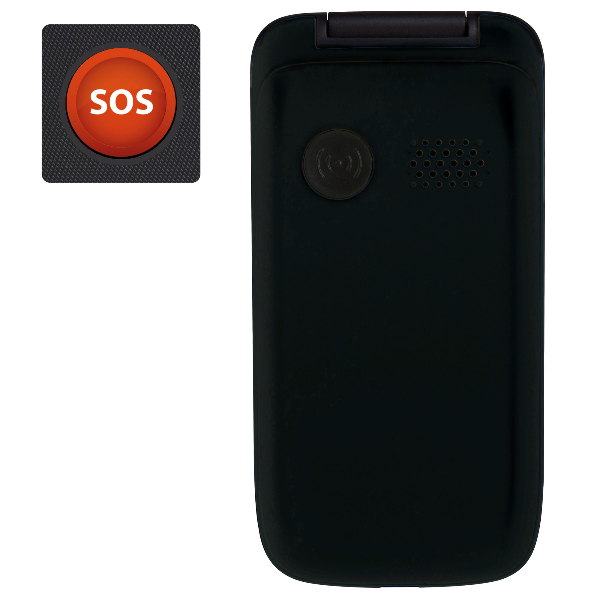 FYSIC FM-9760ZT - Klapphandy mit inkl. Mobiltelefon SOS-Notruftaste,einstellbarer Schwarz Ladeschale, Klingel- und Hörlautstärke