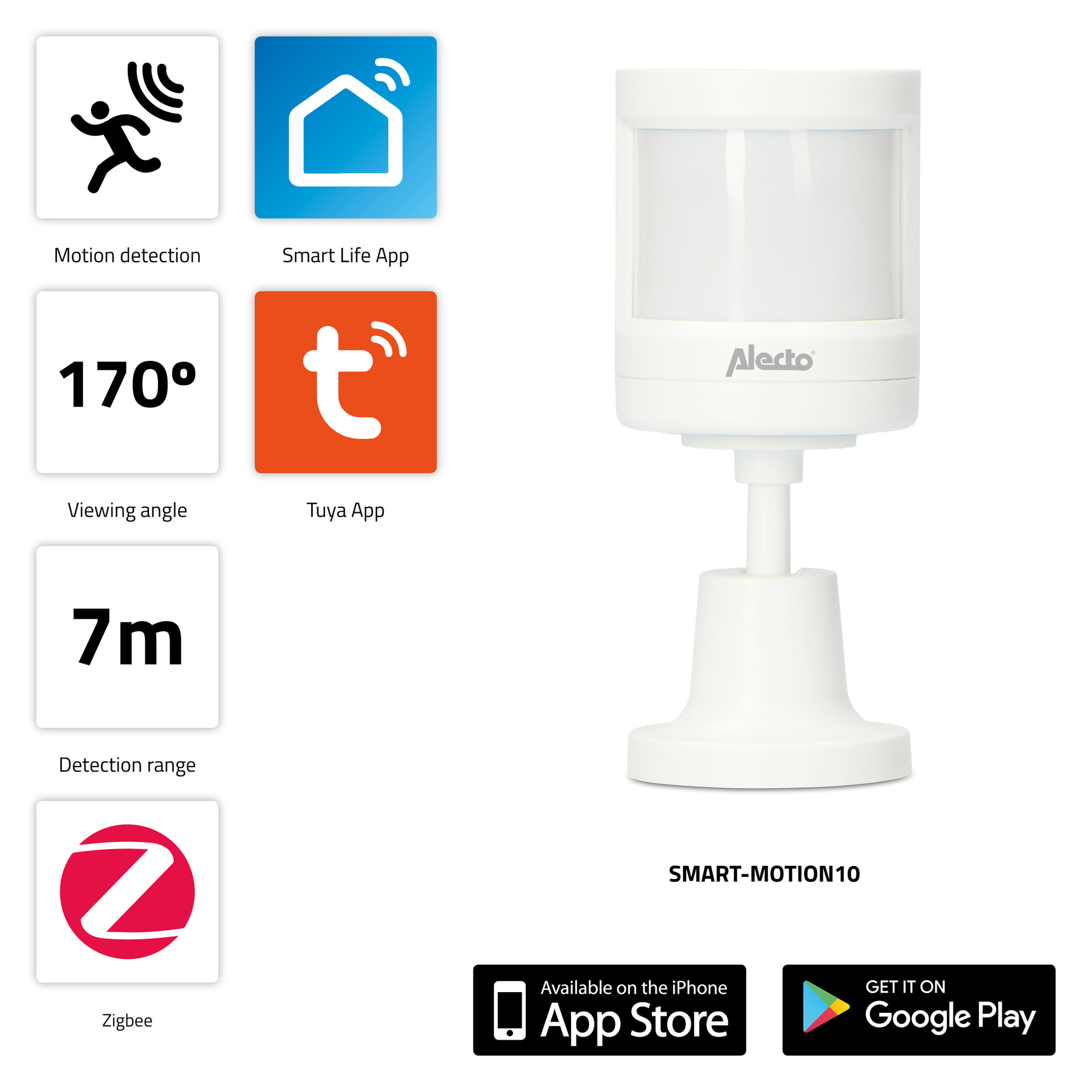 zur Smarter - Hausautomatisierung,WLAN, Bewegungsmelder Zigbee ALECTO SMART-MOTION10 - Weiß