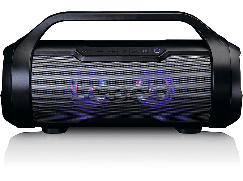 LENCO SPR-070BK - Spritzwasserfester - Lautsprecher Partylichter, mit Schwarz Bluetooth®- SD, | UKW SATURN Spritzwasserfester Radio, und USB