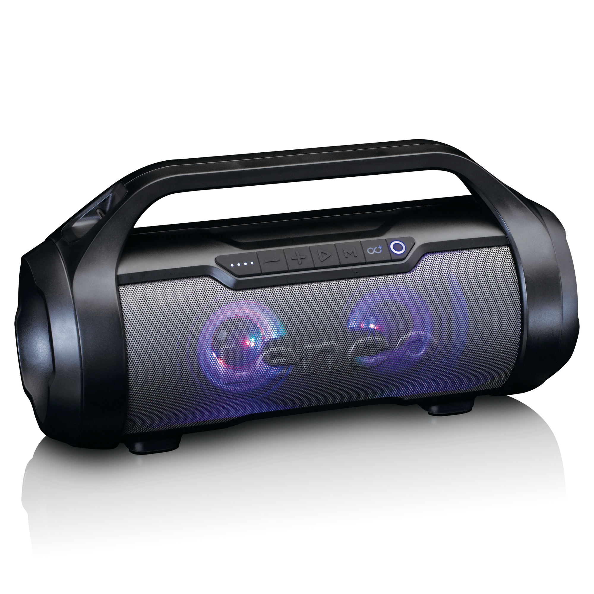 Bluetooth®-Lautsprecher mit LENCO Spritzwasserfester - Partylichter, Spritzwasserfester Radio, USB SD, und UKW - SPR-070BK Schwarz