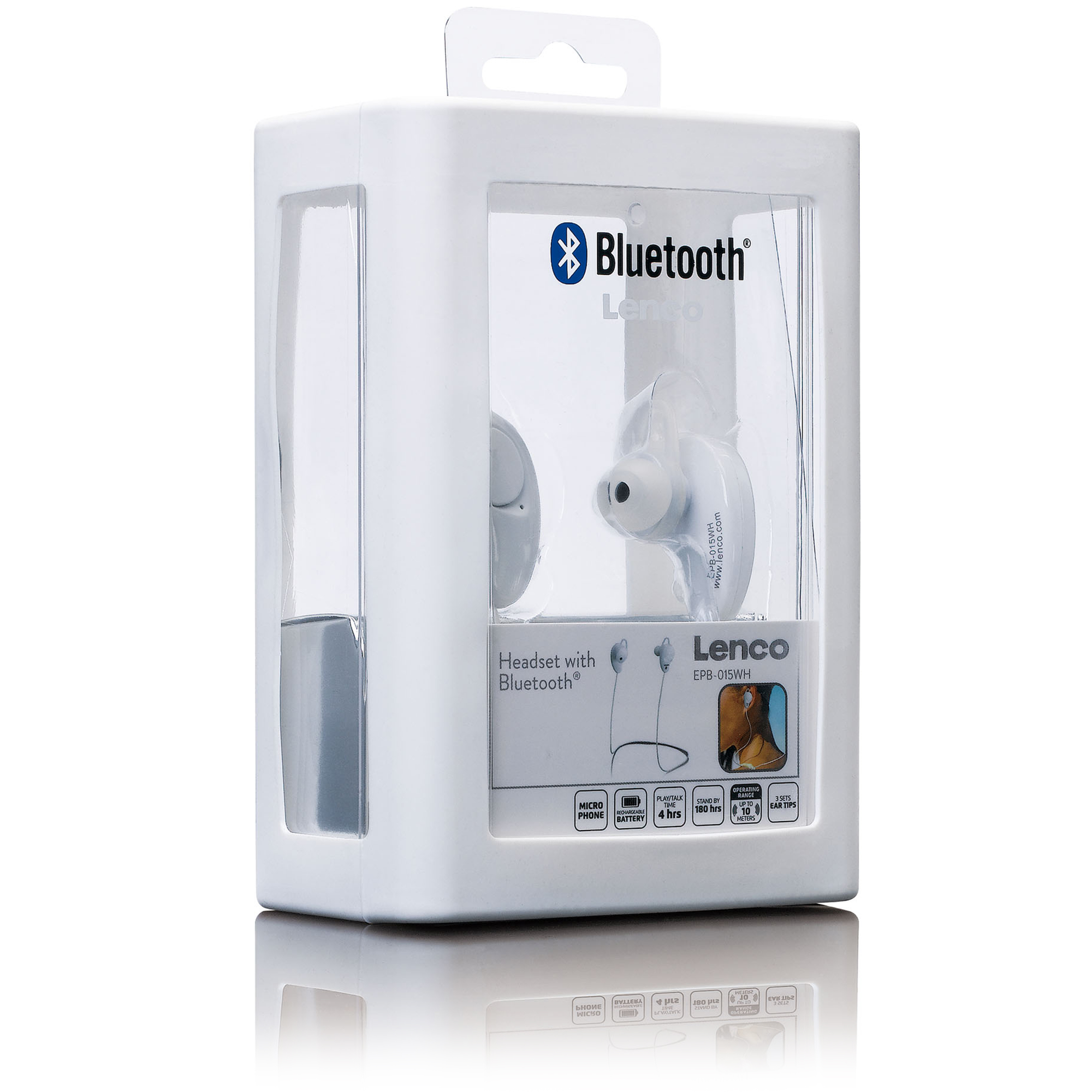 LENCO EPB-015WH, In-ear Bluetooth Headphone Bluetooth Weiß
