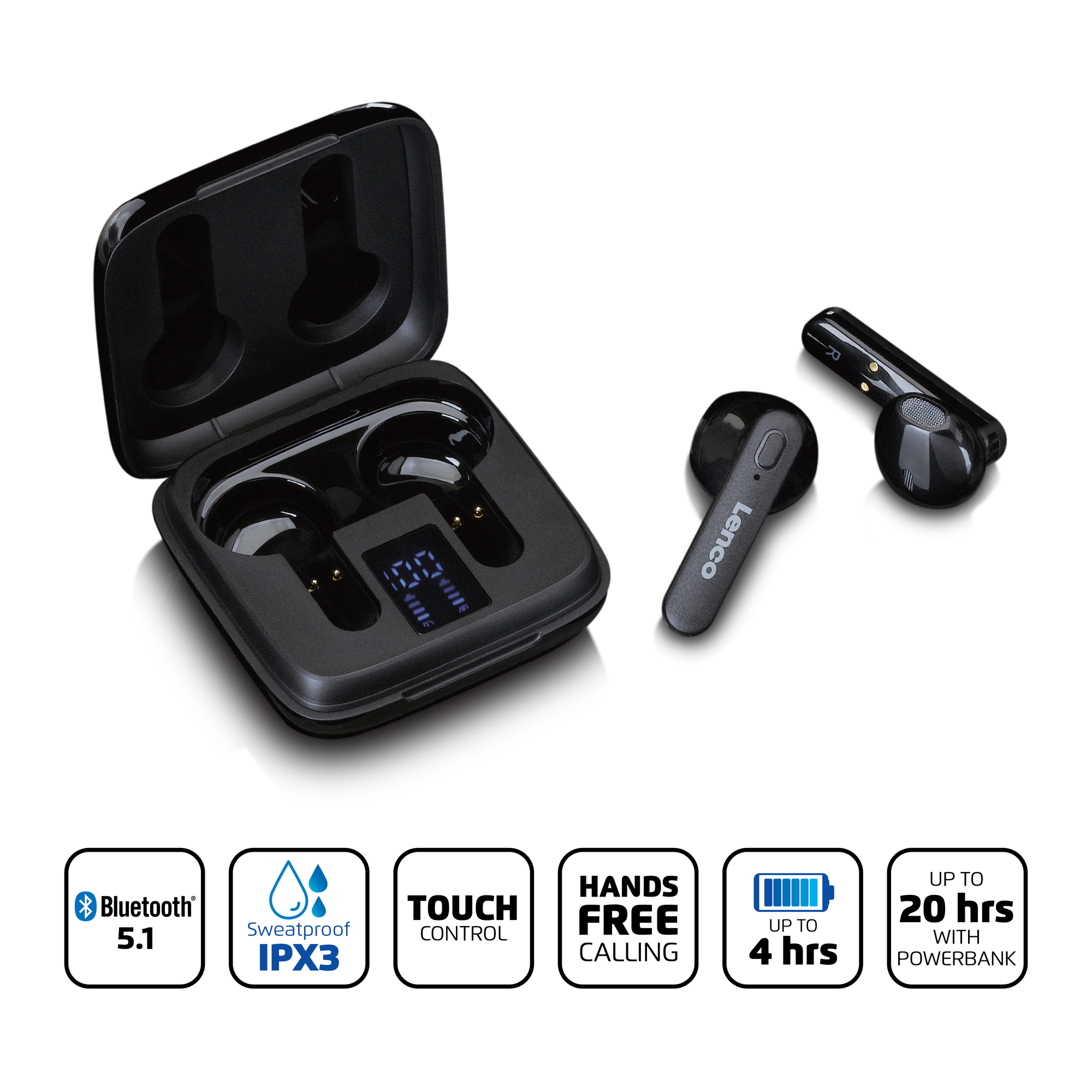 EPB-430BK, LENCO In-ear Bluetooth Schwarz Kopfhörer