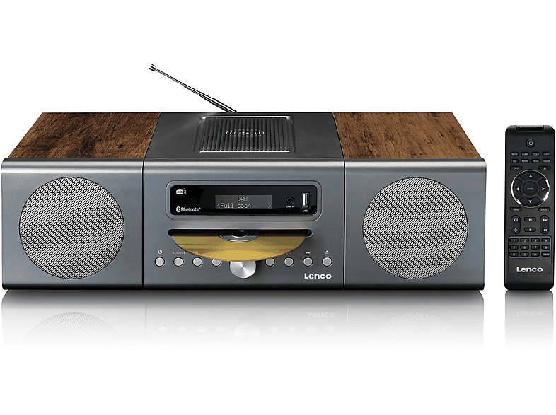 LENCO MC-175SI - Mikroanlage Holz FM, DAB,FM,CD,USB,BT,Qi,RC - DAB+, mit Bluetooth, Kompaktanlage, DAB+,FM